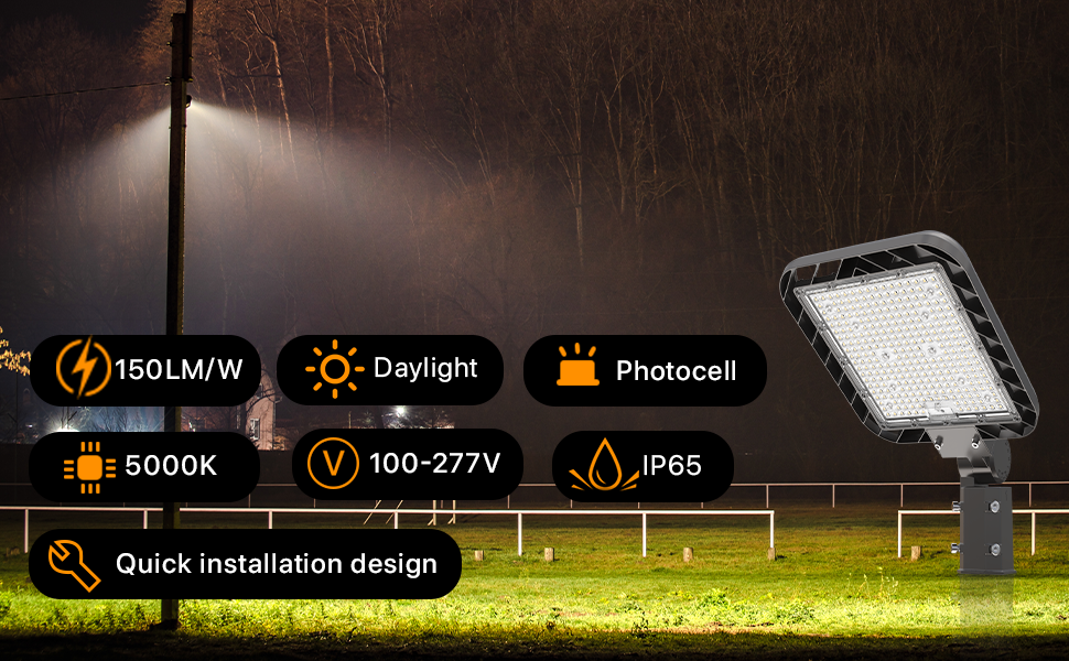 DEMILARE Led Parking Lot Light 150W, Quick Installation Dusk to Dawn