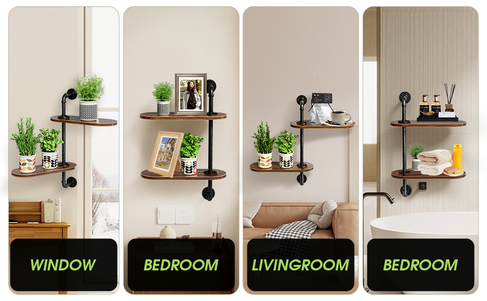 Window Rotating Plant Shelf, 3Tier Wooden Metal Corner