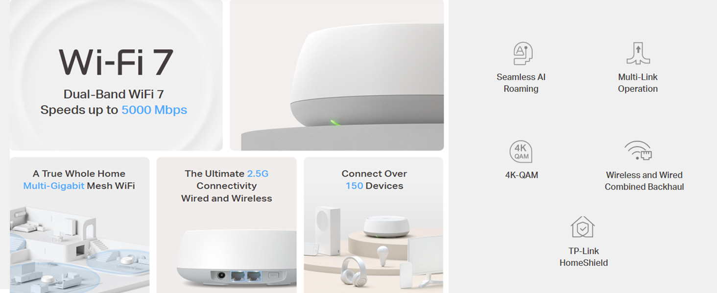 Deco BE25(3-pack) BE5000 Whole Home Mesh WiFi 7 System