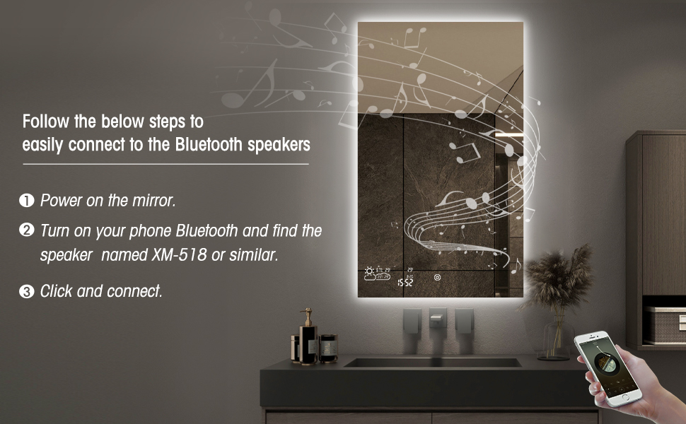 BYECOLD 24” X 32” Smart Bathroom Mirror with Bluetooth Wi