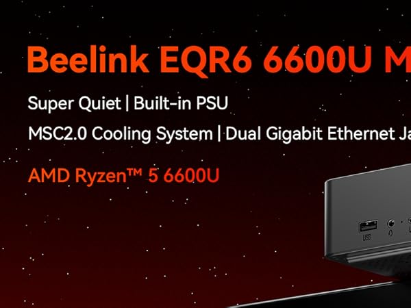 デスクトップ型PC Beelink SER6 Ryzen5 6600H 16GB 500GB Beelink SER6 Mini PC,AMD Ryzen 7 6600H up to 4.5GHz, Gaming