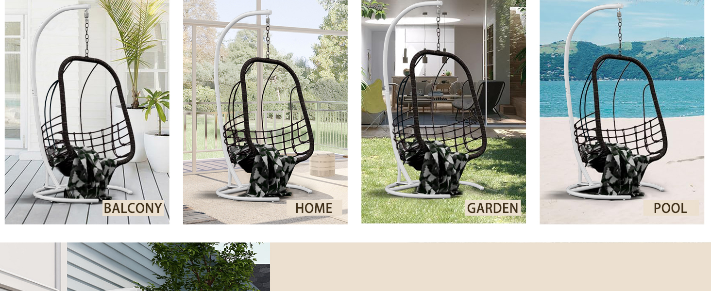 Hammock Stand Only Hammock Chair Stand Only Hanging Chair Stand Only Swing Stand Frame Outdoor Indoor Egg Chair Stand Only C Stand for Hanging Chair Swing Porch Heavy Duty (White) 18 6