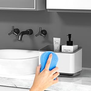 Organizer per lavello con 3 scomparti per spugna e spazzole - Caddy con vaschetta raccogligocce