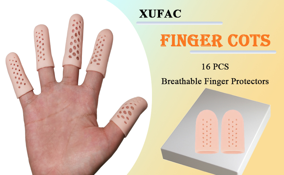 16 Pcs Gel Finger Cots with Holes, Silicone Finger