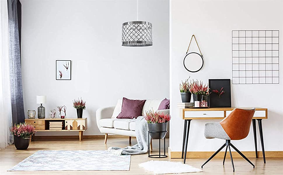 INNOTECK Acrylic Moda Sparkly Ceiling Pendant Light Shade, Steel ,Clear,DS-1343