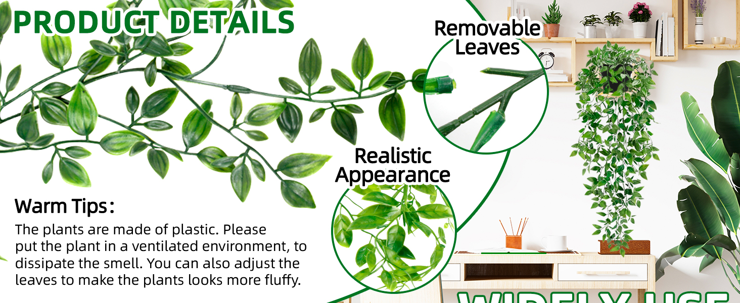 Artificial Hanging Plants for Shelf, 6 P... 13 3