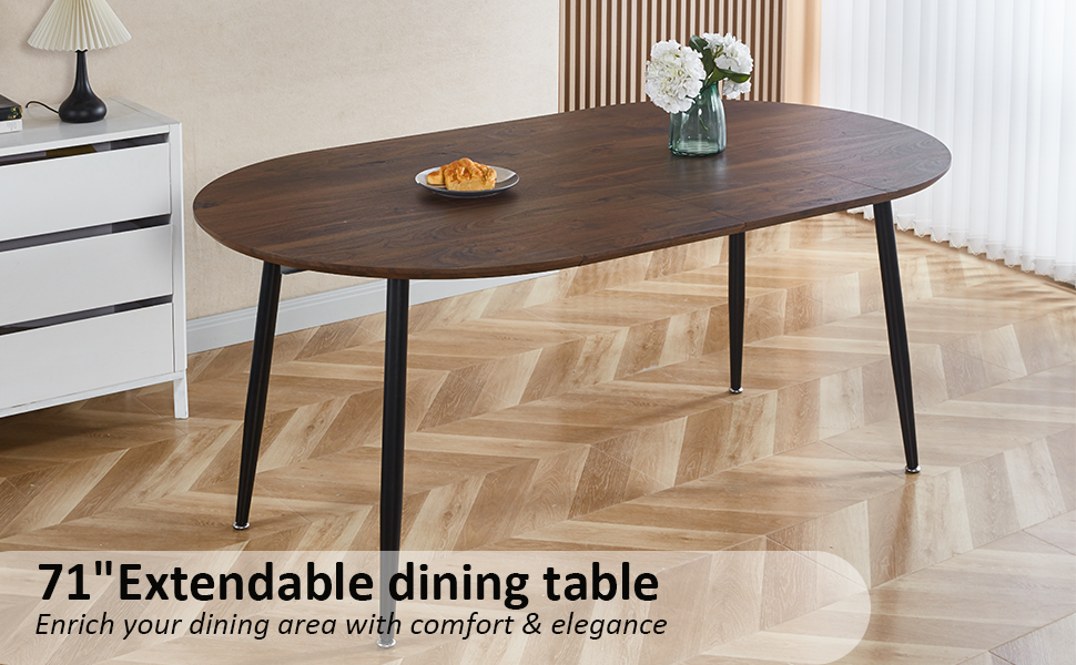 Hison 71" Modern Oval Dining Table for 68 Extendable