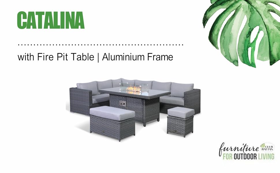 Club Rattan Isobella Range Modular Corner with Fire Pit Table in Large