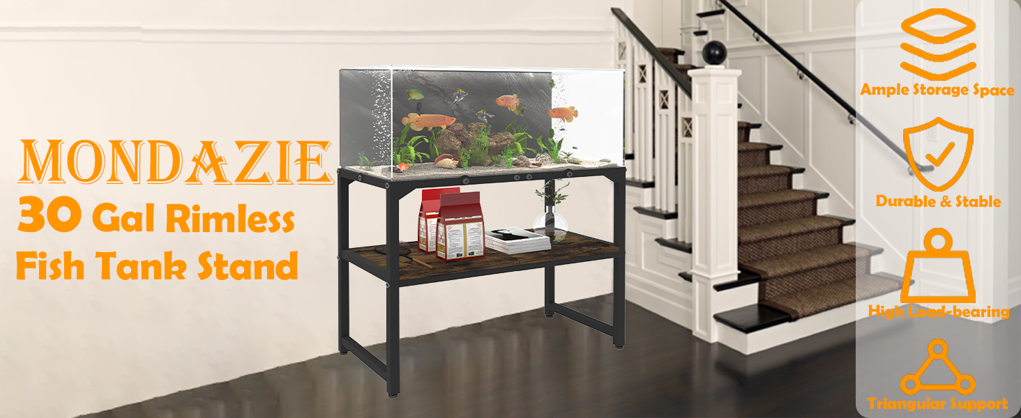 Mondazie 30 Gallon Rimless Fish Tank Stand