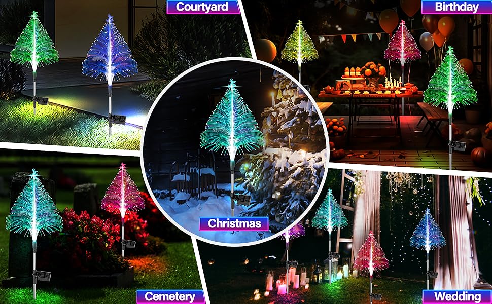 Solar Christmas Trees Lights Outdoor Waterproof 3 PCS