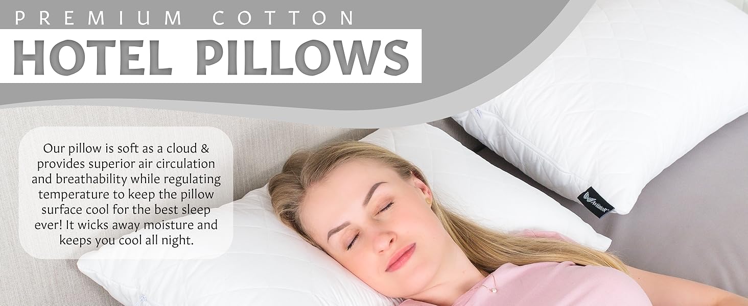 Extra Filled Quilted Pillows 2 pack neck hotel quality firm orthopaedic soft Adjustable Zippered 