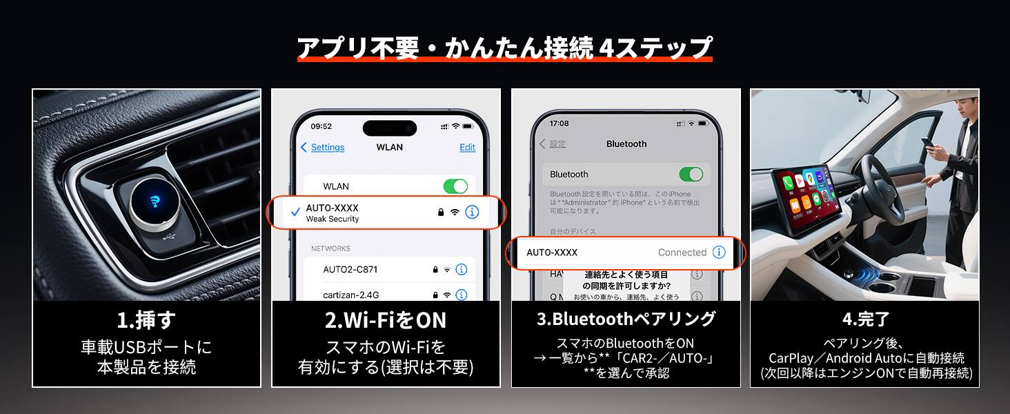 ワイヤレスCarplay/Android Autoアダプター