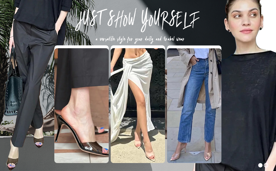 Backless Peep Toe Slip on Heeled Mules