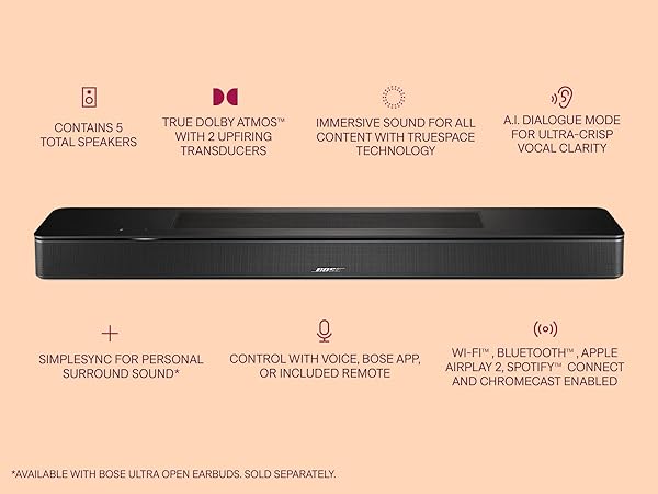 Bose Smart Dolby Atmos Soundbar, Bluetooth Soundbar Speaker