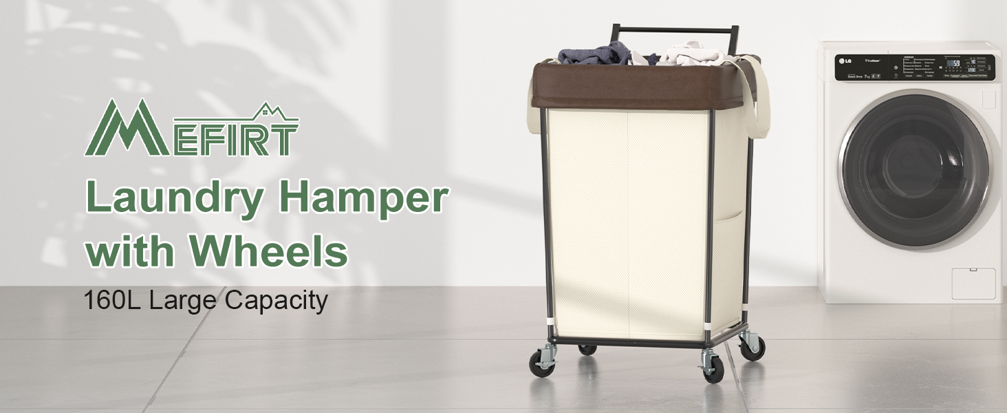 160L large laundry hamper with wheels