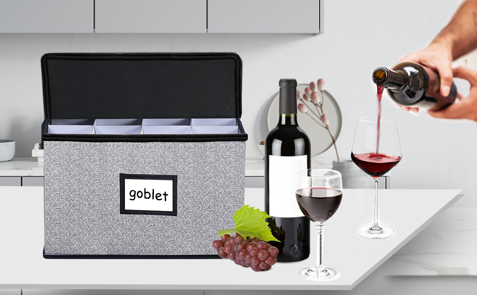 JAYSDAYLY Stemware Storage Cases with Dividers,Wine Glass