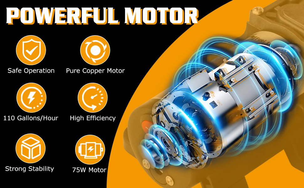 12V Fuel Transfer Pump Set,75W Gasoline Transfer Pump