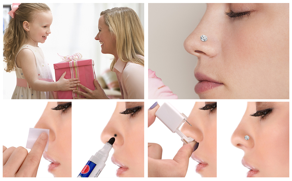 SUSSURRO 12Pcs Nose Piercing KitSelf Nose Piercing Gun Tool with Nose