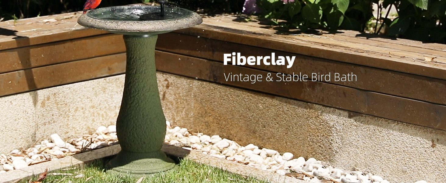 Fiberclay Standing Wild Bird Bath Imitating Marble