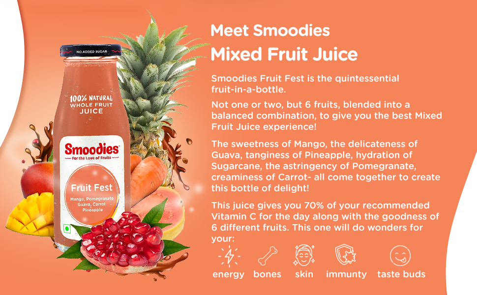 Smoodies Mixed Fruit Juice No Added Sugar & Preservatives Goodness of