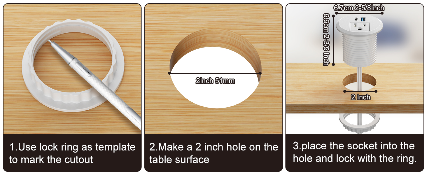 2 Inch desktop power grommet