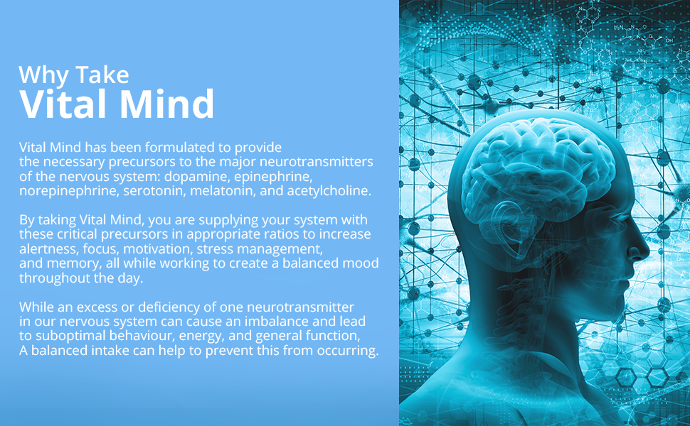 TRUE PROTOCOLS Vital Mind 5HTP (50mg) + LTyrosine (250mg) + Alpha