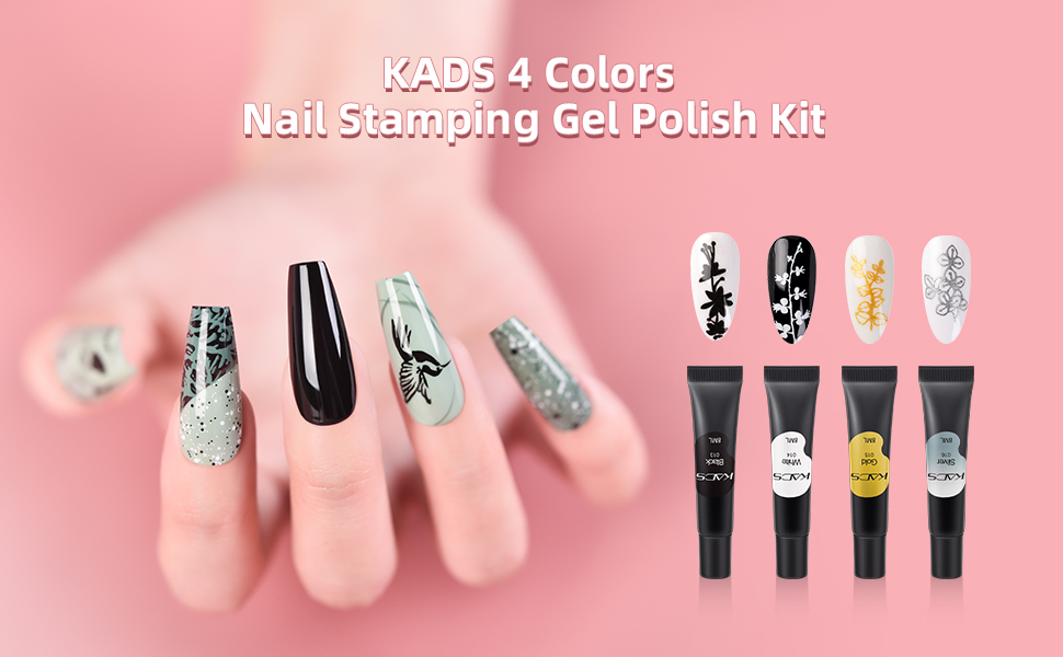 KADS 4 Colors Nail Stamping Gel Polish Kit