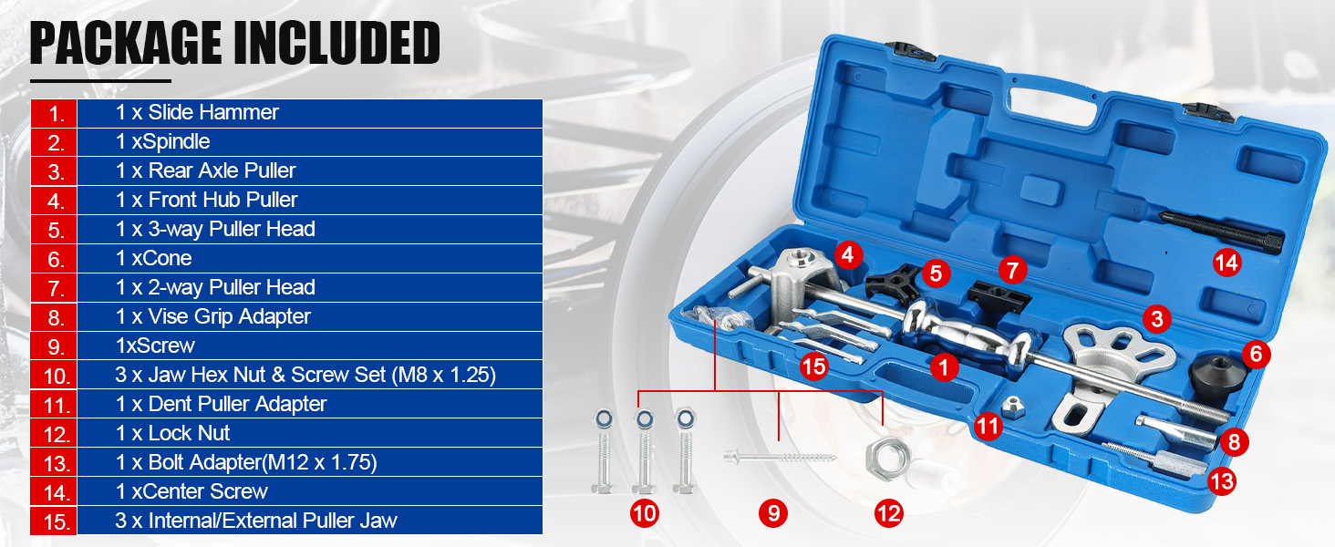 19PCS Slide Hammer Puller Set
