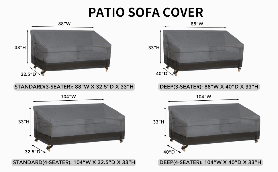 EasyGoing Waterproof Outdoor Couch Cover, Heavy Duty Deep 3Seater Patio Sofa Cover