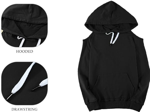 Kisscynest Women's Cold Shoulder Sweatshirt Pullover Hoodie