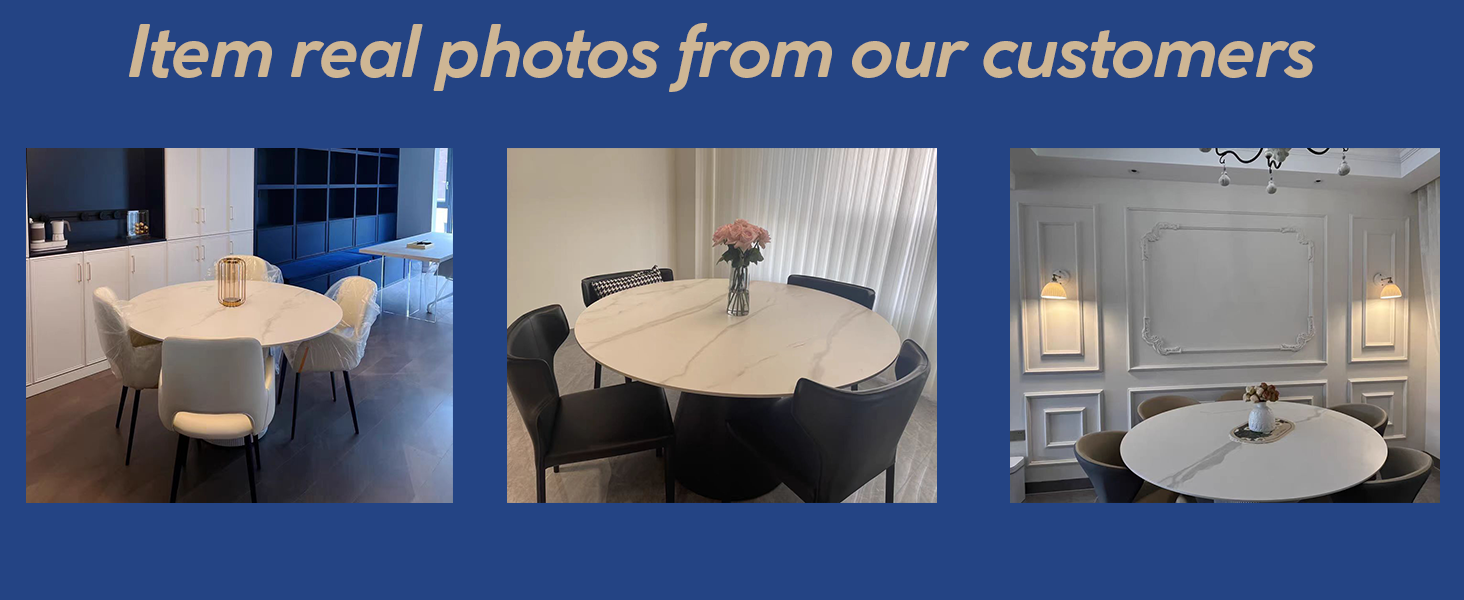 POVISON Round Dining Table for 6, 51'' Modern Dining Table