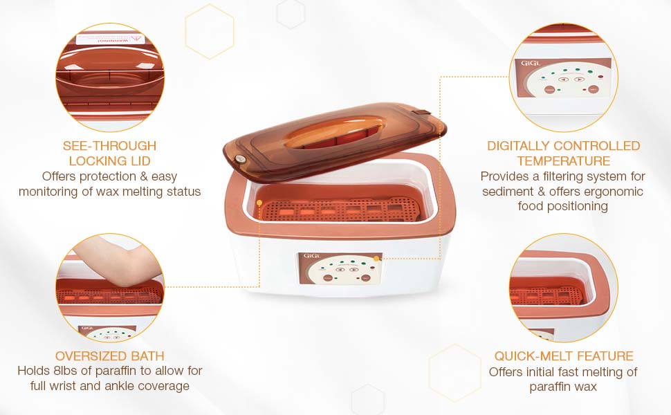 GiGi Digital Paraffin Bath with GiGi Peach Paraffin Wax, 6