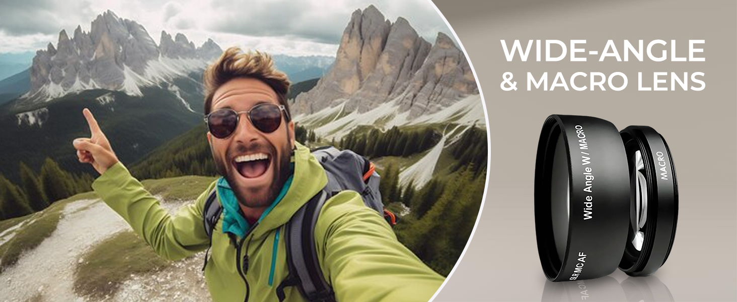 4k digital camera with wide angle macro lens