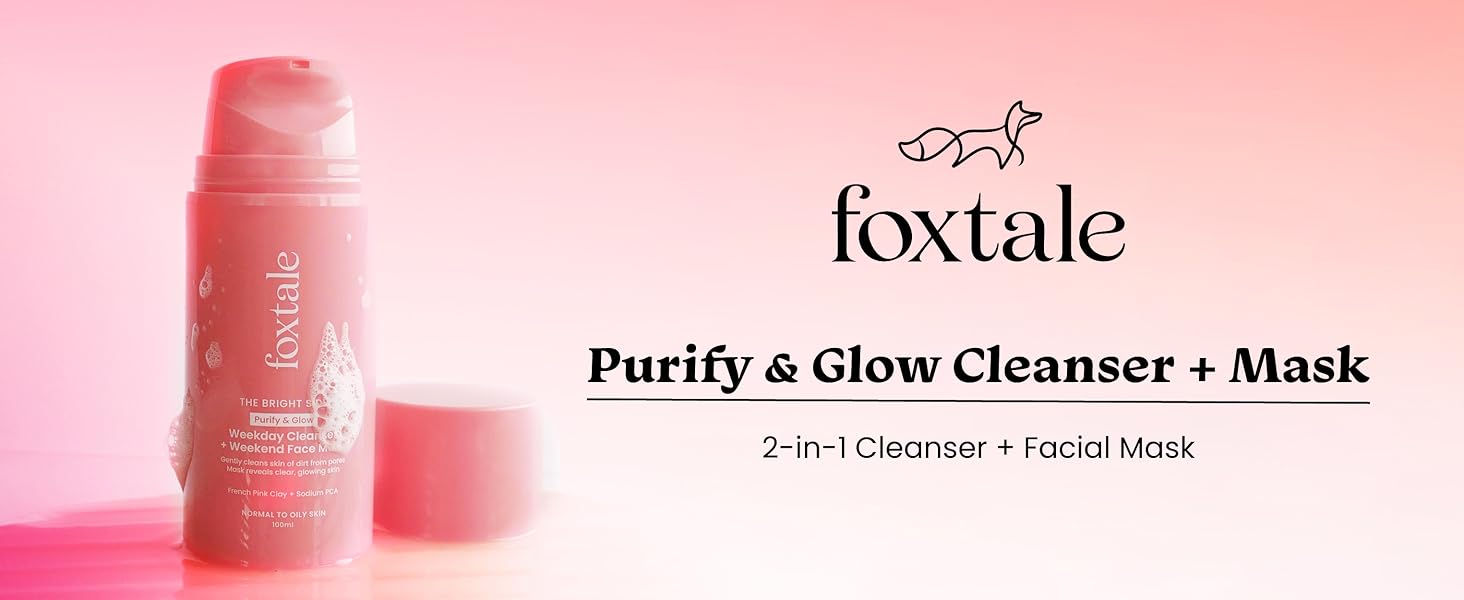 Foxtale Purify & Glow Cleanser + Mask With French Pink Clay