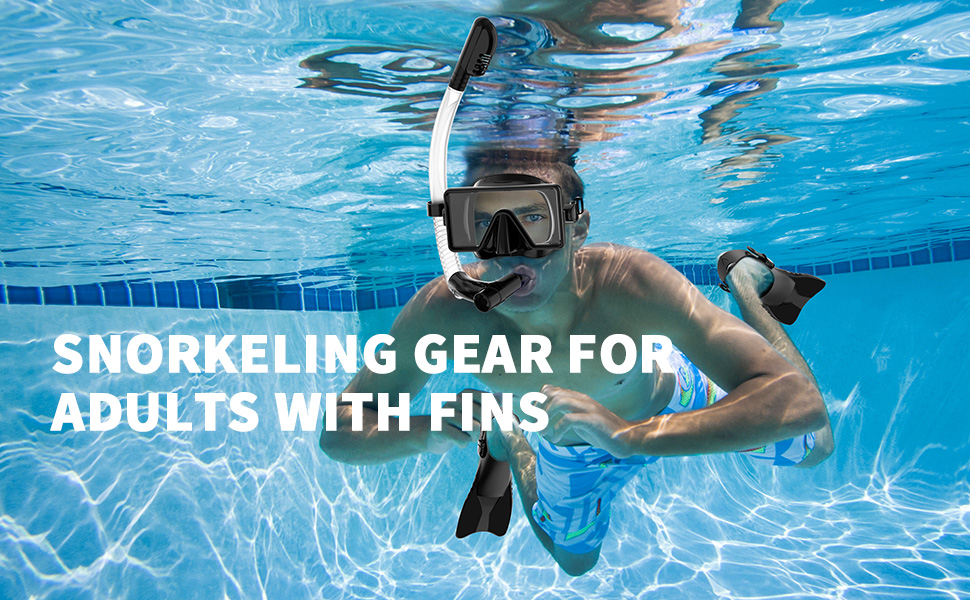Snorkeling Gear for Adults with Fins, Snorkel Mask Set