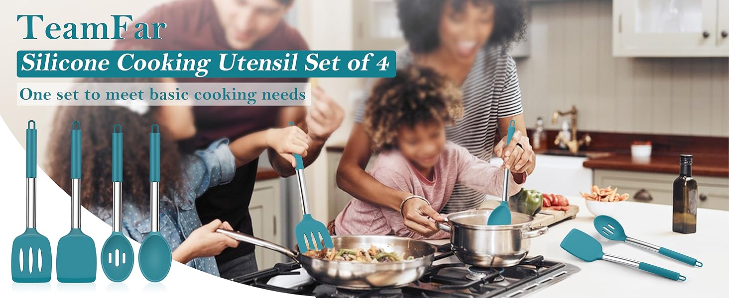 Dark Blue Cooking Utensil Set of 4