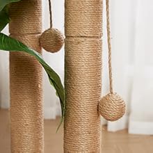 HOMYHANDS 80CM Cat Scratching Post, Medium Cat Scratcher Tree with 3 Scratching Poles Scratch Post for Large Cats with 2 Teasing Hanging Ball, Natural Sisal Rope (80CM) 17 Cat Scratcher