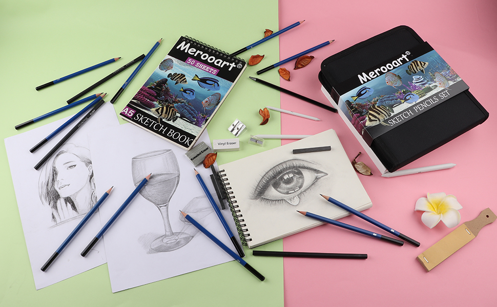 Merooart 37 Professional Drawing Pencil SetA complete art