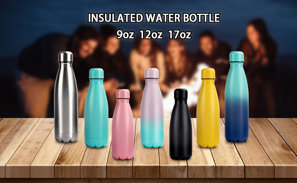 Amazon.com: Insulated Water Bottle,2 Pack-12oz Stainless Steel Water - Glass Lined Stainless Steel Water Bottle