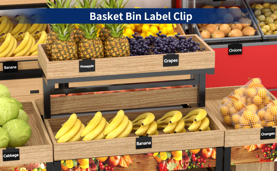 AITEE 18 Pieces Acrylic Basket Bin Label Clip, Removable