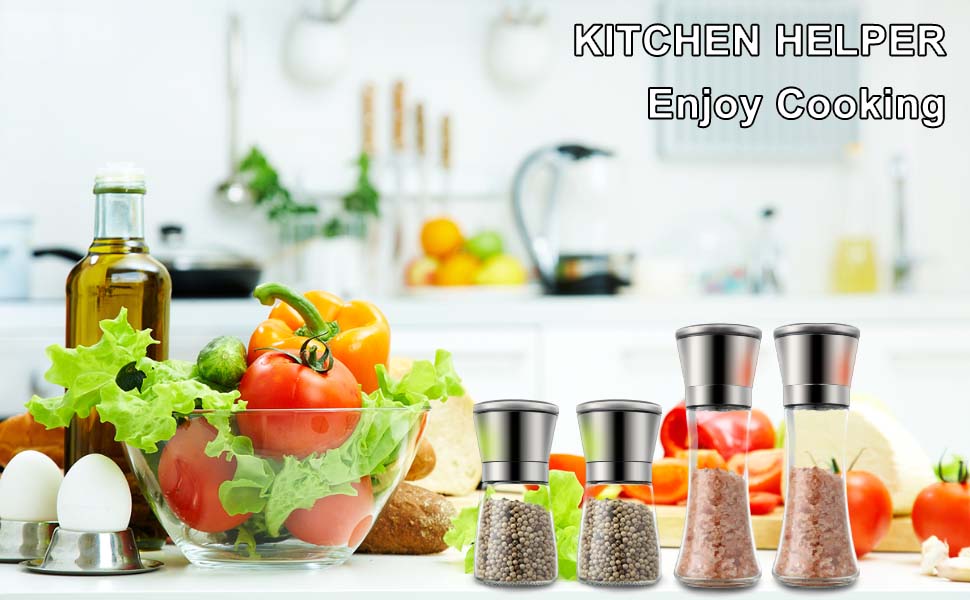 Bestdin Salt and Pepper Grinder Set of 2, 200ml Stainless