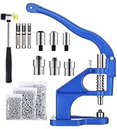 Hand Press Grommet Machine,Grommet Eyelet Tool Kit with Hammer, 3 Dies(#0/#2/#4) and 1500pcs Grom...