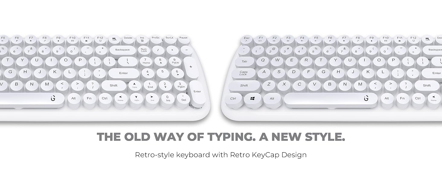 iGear KeyBee Retro Typewriter Inspired 2.4GHz Wireless Keyboard with Mouse Combo for Desktop/Laptop and Devices with USB Support, Single Nano Receiver, Round Keycaps, Cleaning Brush (White) (White) 21 iGear KeyBee Retro Typewriter