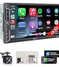 PLZ 7" Wireless Double Din Car Stereo Apple Carplay Radio Screen for Car Audio Receivers, Bluetooth 5.3 Car Play Android Auto Touchscreen, 240W 4.2 CHN 2 Subwoofers Outputs, Backup Camera, SWC, FM/AM Electronics - Size : 10.1" Product Image