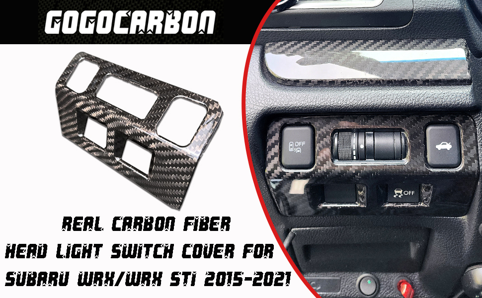 Carbon Fiber Head Light Switch Knob Cover Cap WRX STI 2015 2016 2017 2018 2019 2020 2021 Interior