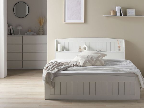 Amazon｜RASIK ベッド セミダブル フレームのみ カントリー調 収納付き