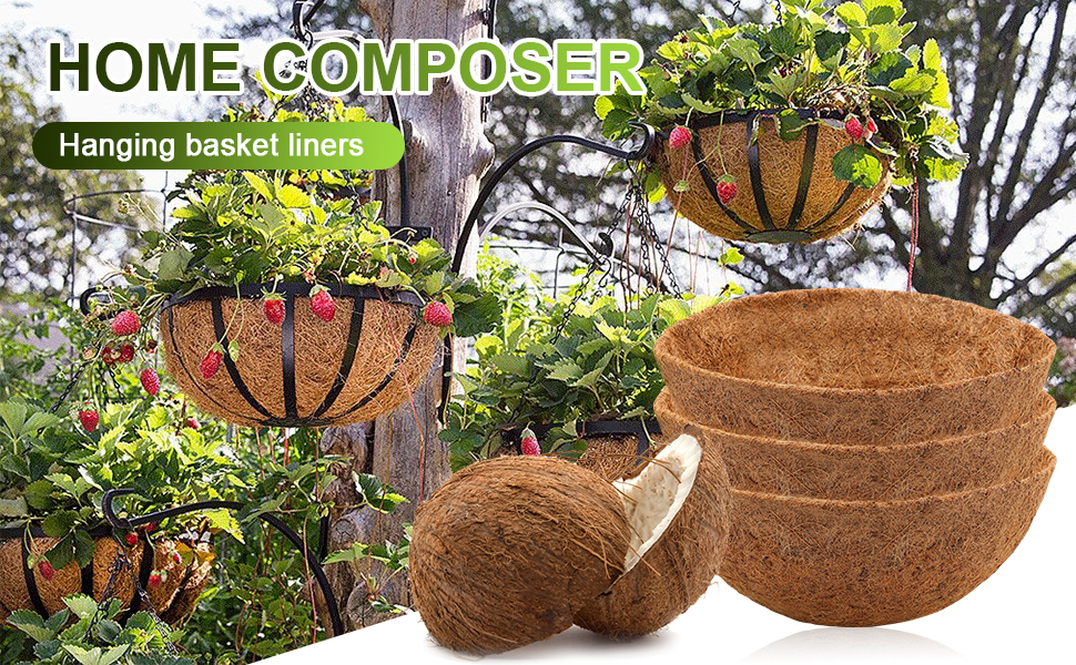HOME COMPOSER 3 Pack 18 Inch Hanging Basket Liners, 100