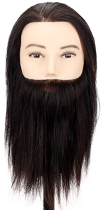 Male Mannequin Head with Human Hair with Beard