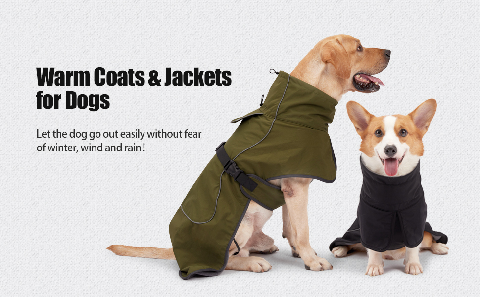 HEYWEAN Dog Jacket Waterproof Dog Coat Cold Weather Reflective Jacket
