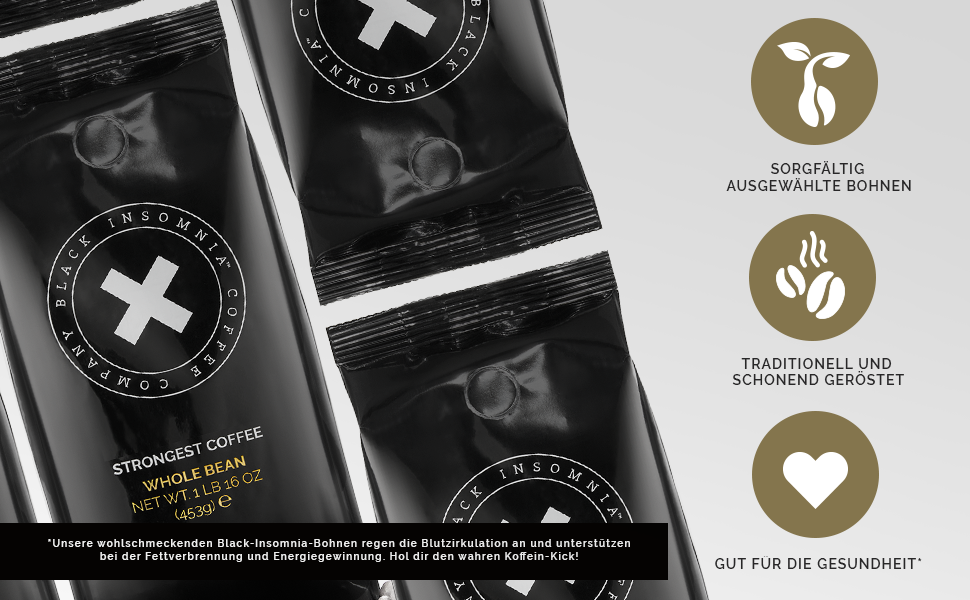 Black Insomnia Kaffeebohnen extra stark I 1105mg Koffein pro Tasse stärkster Kaffee der Welt I